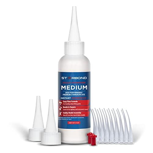 Starbond 4 oz. Medium CA Glue (Premium Cyanoacrylate Super Glue) for Quick Glue-ups, Woodworking, Woodturning, Hobby Models