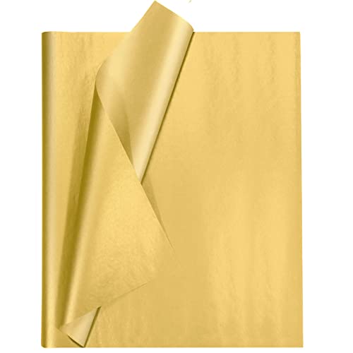 Gold Tissue Paper for Packaging - Undemouc 105 Sheets of Gold Wrapping Tissue Paper Bulk for DIY Artworks Flower Decoration (12 x 20 Inch)