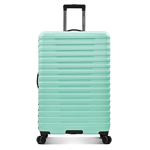 U.S. Traveler Boren Polycarbonate Hardside Rugged Travel Suitcase Luggage with 8 Spinner Wheels, Aluminum Handle, Mint, Checked-Large 30-Inch