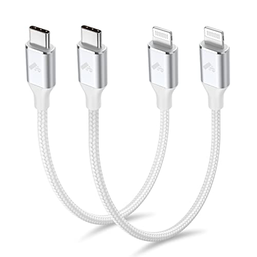 1ft 2Pack USB C to Lightning Cable Short, Power Delivery USB C iPhone Cable MFi Certified Braided Type C iPhone Charger Cord Fast Charging for iPhone 14 13 12 11 Pro Max XR XS X 8 Plus SE iPad-1 Foot