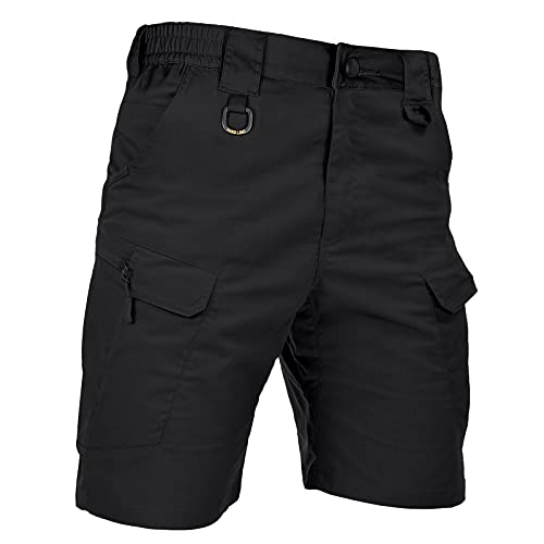 HARD LAND Men's 9.5' Urban Tactical Shorts Waterproof Ripstop Teflon Elastic Waist Cargo Work Shorts Hiking Fishing Charcoal Size 38W