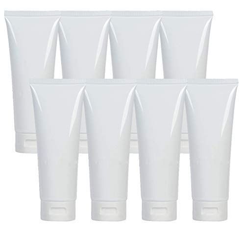 Grand Parfums Empty Plastic Squeeze Travel Tubes Toiletry Lotion Dispensing Bottles, Dispensing Flip Cap, Purse, Pocket Desktop Kids 4 Oz 120ml for Gel, Soaps Lotion, Purse Pocket (8 Bottles)