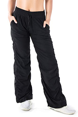 Yogipace Tall Women's UV Protection Water Resistant Lightweight Dance Studio Pants Travel Pant,34',Black,Size XXL