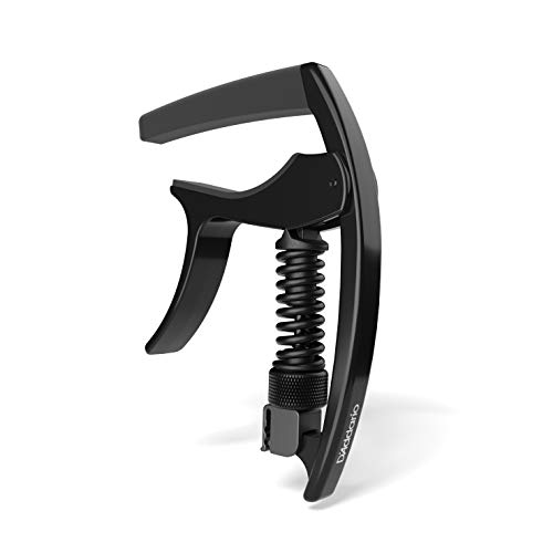 D'Addario Accessories Guitar Capo – NS Tri Action - For 6-String Electric and Acoustic Guitars – Micrometer Tension Adjustment for Buzz-Free, In-Tune Performance – Integrated Pick Holder, Black (PW-CP-09)