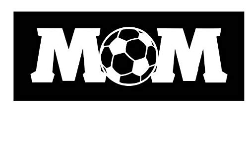 Soccer Mom Vinyl Decal | White | Made in USA by Foxtail Decals | for Car Windows, Tablets, Laptops, Water Bottles, etc. | 4.75 x 1.5 inch