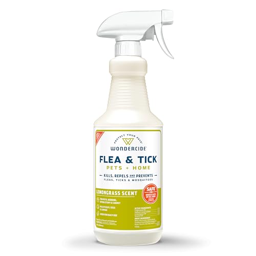 Wondercide - Flea, Tick & Mosquito Spray for Dogs, Cats, and Home - Flea and Tick Killer, Control, Prevention, Treatment - with Natural Essential Oils - Pet and Family Safe - Lemongrass 32 oz