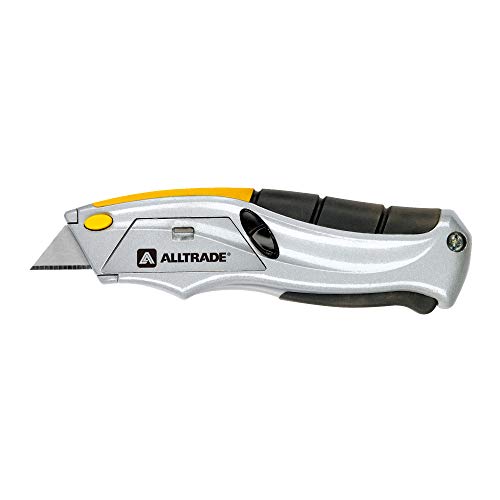 Alltrade Squeeze Utility Knife, Auto-Loading Squeeze, 6 Heavy-Duty Blades with Storage, Box Knives, Cut Tape Packaging - 150003