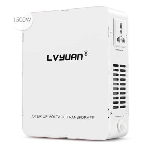 LVYUAN Step Up Transformer 1500 watts Heavy Duty Voltage Converter 110/120V to 220/240V Electrical Converter with Circuit Breaker Protection for Euro China Korea Appliances