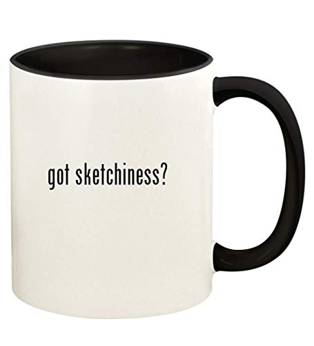 Knick Knack Gifts got sketchiness? - 11oz Ceramic Colored Handle and Inside Coffee Mug Cup, Black
