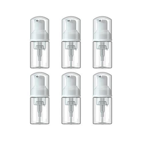 6 Pcs Empty Foam Pump Bottle 1oz/30ml Travel Size Plastic Pump Bottle Soap Bottle Portable Small Hand Sanitizer Dispenser Bottles, Refillable Clear Instant Foaming Bottles for Hand Lotion Shampoo