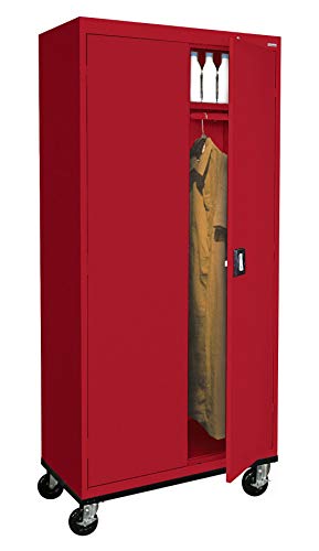Sandusky Lee TAWR362472-01 Transport Series Mobile Wardrobe Storage Cabinet, Red