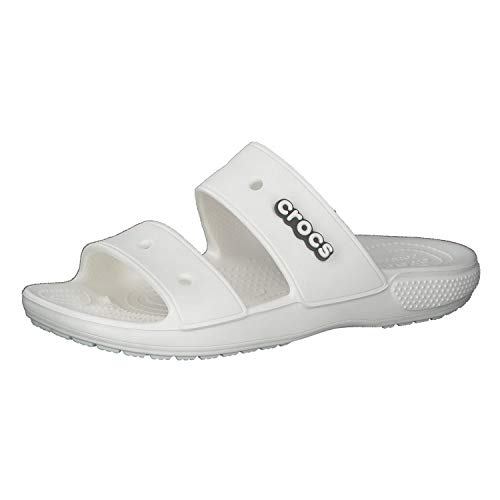 Crocs Unisex Classic Two-Strap Slide Sandals, White, 6 US Men