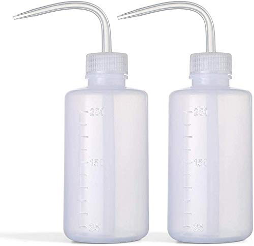 DONSTRAW Wash Bottle 2pcs 250ml/8oz Safety Bottles Watering Tools, Economy Plastic Squeeze with Narrow Mouth Scale Labels for Medical Succulent Cleaning Washing