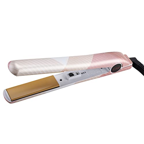CHI Original Ceramic Hair Straightening Flat Iron| 1' Plates | Pink Print | Professional Salon Model Hair Straightener