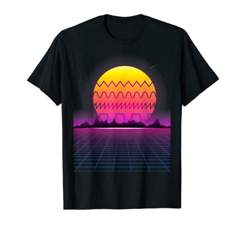 80s Retro Sunset Synthesizer T Shirt | Synthwave Waveform T-Shirt
