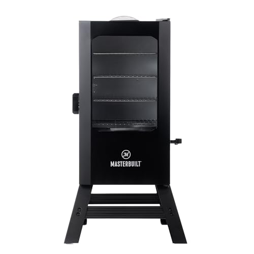 Masterbuilt 30-inch Digital Electric Vertical BBQ Smoker with Leg Kit, Side Wood Chip Loader and 710 Cooking Square Inches in Black, Model MB20070421