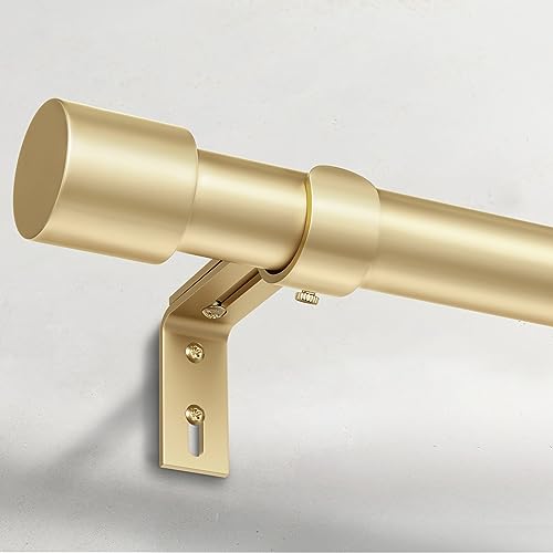 IFELS Heavy Duty Curtain Rods for Windows 66 to 120 Inch, 1 Inch Gold Curtain Rods for Outdoor Patio, Farmhouse, Bedroom, Kitchen, Adjustable Easy Install Curtain Rods (Gold,30-120'-1Pack)