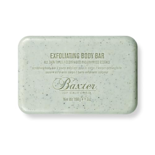Baxter of California Exfoliating Body Bar Soap for Men with Cedarwood and Oak Moss Essence | For All Skin Types | Buffs Out Dry Skin and Boosts Cell Renewal | 7 ounces | Holiday Gift Guide