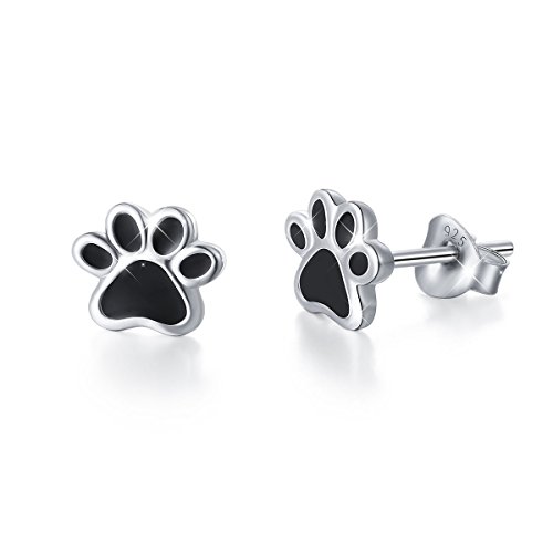 S925 Sterling Silver Puppy Dog Cat Pet Paw Print Stud Earrings