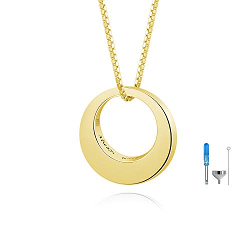 BEILIN Sterling Silver Circle of Life Eternity Memorial Urn Necklace Always with me Cremation Jewelry Pendant Necklaces for ashes (Gold)