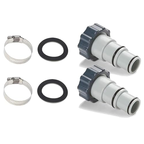 TonGass (2-Pack Replacement Threaded to Clamp Style Hose Adapter for Intex Pool Sets with 1.5 and 1.25-Inch Hose - Fits Filter Pumps, Chlorine Generators, Salt Systems with Threaded Hose Connections