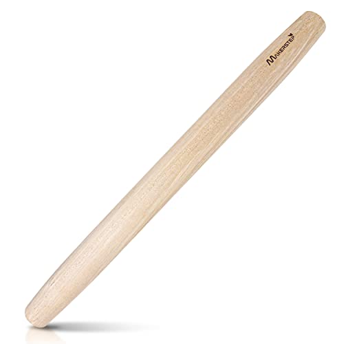 Makerstep French Wooden Rolling Pin 17 Inches, Natural Wooden Rolling Pin for Baking Pizza Dough, Cookie, Pastry, Pie Crust. Smooth Nonstick Surface
