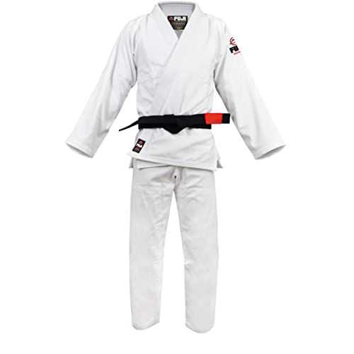 FUJI All-Around Brazilian Style Jiu Jitsu Uniform, White (Black Lettering), Size A4