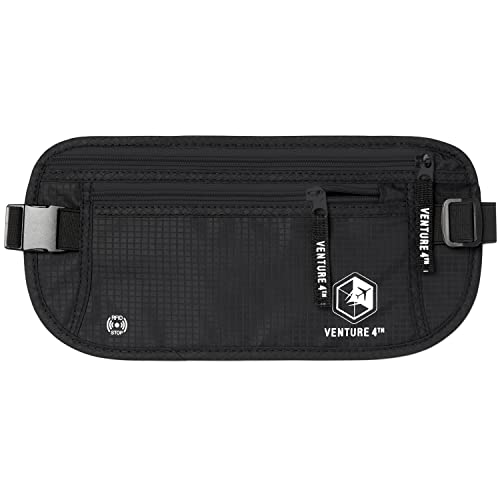 Travel Money Belt, RFID Blocking for Men & Women - Ideal for Keeping Your Cash, Credit Card, Passport, Phone Safe When Traveling (Pure Black)