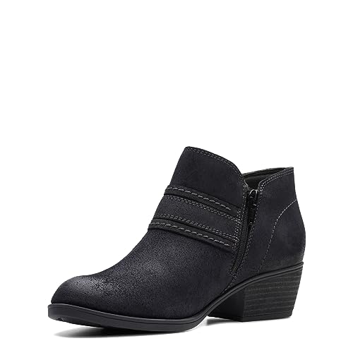 Clarks Women's Charlten Bay Ankle Boot, Black Suede, 8.5 Wide
