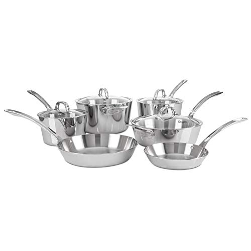 Viking Culinary Contemporary 3-Ply Stainless Steel Cookware Set, 10 Piece, Dishwasher, Oven Safe, Works on All Cooktops including Induction,Silver