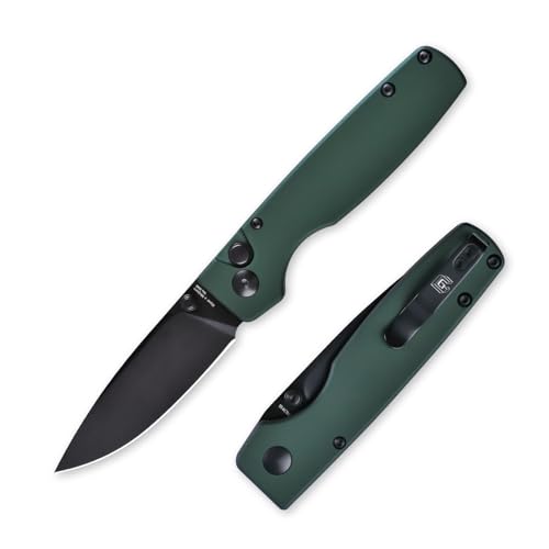 Kizer Original EDC Knife, Green Aluminum Handle and 3' Blade Pocket Knife with Thumb Stud, Daily Carry, V3605E2