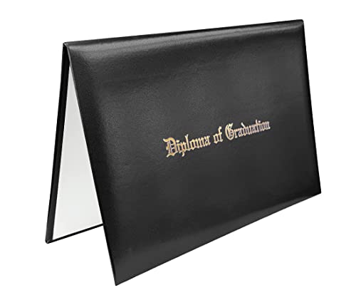 Happy Secret Imprinted Diploma Cover 8.5''x 11'' Diploma Holder Graduation Certificate Holders Certificate Covers Smooth Leather (Black)