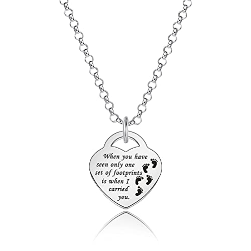 N C Footprints in The Sand Necklace When You Have Seen Only One Set of Footprints Is When I Carried You Religious Jewelry Christian Gift (Foot N S)