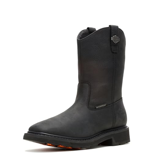 HARLEY-DAVIDSON FOOTWEAR Men's Altman Waterproof Leather Motorcycle Western Casual Boot, Black, 9.5