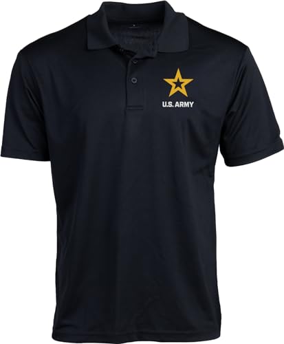 Ann Arbor T-shirt Co. US Army Collared Polo | U.S. Military Infantry Armor Licensed Shirt with Collar for Men Women - (Black, L)