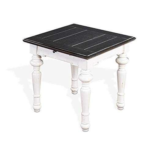 Sunny Designs Carriage House 24' Wood End Table in White/Dark Brown