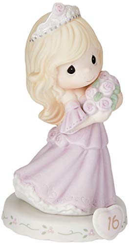 Precious Moments Growing in Grace Age 16 | Blonde Girl Bisque Porcelain Figurine | Birthday Gift | Birthday Collection | Room Decor & Gifts | Hand-Painted