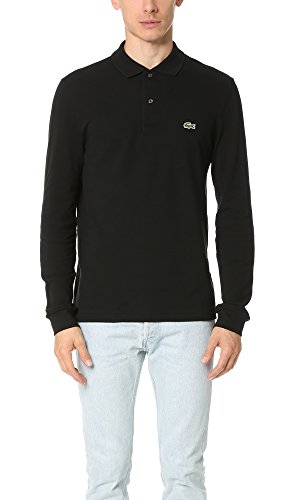 Lacoste mens Classic Long Sleeve Pique Polo Shirt, Black, Medium US