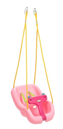 Little Tikes Snug 'n Secure Pink Swing with Adjustable Straps, 2-in-1 for Baby and Toddlers Ages 9 Months - 4 Years,16'D x 16.3'W x 17'H