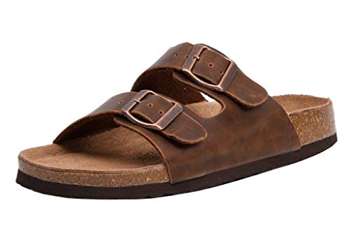 CUSHIONAIRE Women's Lane Cork Footbed Sandal With +Comfort, Brown Oily 7.5