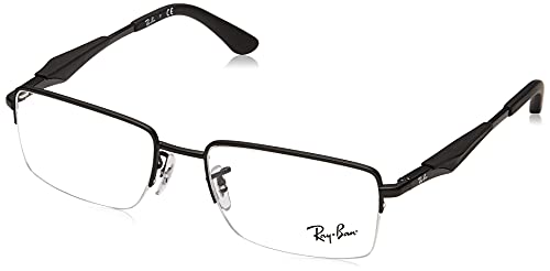 Ray-Ban RX6285 Rectangular Prescription Eyeglass Frames, Matte Black/Demo Lens, 53 mm
