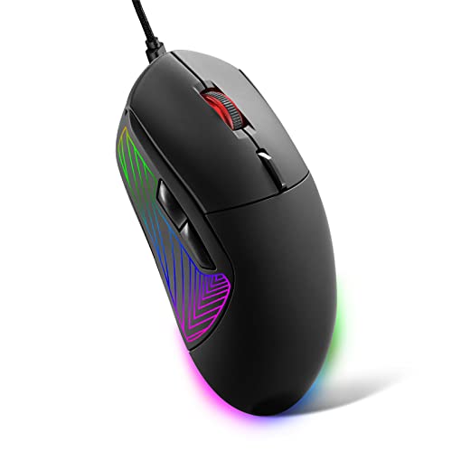 JIDOHUN Wired Gaming Mouse with RGB Backlit, 4 Adjustable DPI Up to 4800, 6 programmable Buttons, Ergonomic and Lightweight Gamer Mouse for Windows/PC/Mac/Laptop