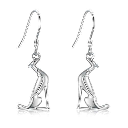 Greyhounds Gifts Sterling Silver Greyhounds Dangle Drop Earrings Greyhounds Dog Jewelry for Greyhounds and Pet Dog Lover Gifts