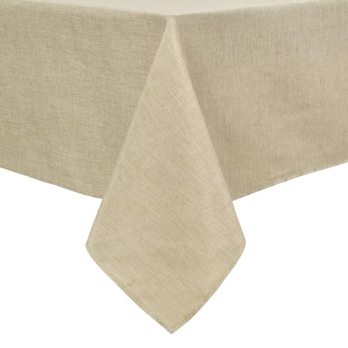 Hiasan Faux Linen Rectangle Tablecloth - Wrinkle and Stain Resistant Washable Table Cloth for Kitchen Dining Room Holiday Table Cover for Party Dinner, Beige, 54 x 80 Inch