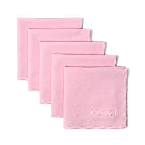 DRYKI Sweat Absorbing Handkerchiefs - The Original Sport Microfiber Hankies for Wicking Sweat from Hands, Face, Body (Seashell Pink, 5 Pack)
