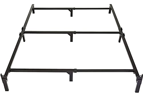 Amazon Basics Metal Bed Frame, 9-Leg Base for Box Spring and Mattress, Full, Tool-Free Easy Assembly, Black, 74.5' L x 53.5' W x 7' H