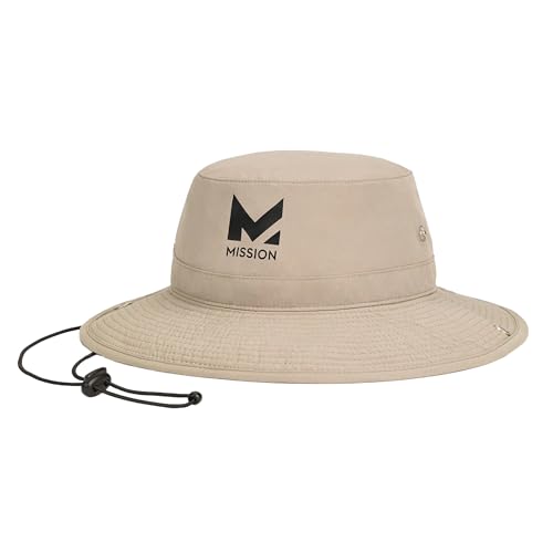 MISSION Cooling Bucket Hat, Khaki - Unisex Wide-Brim Hat for Men & Women - Lightweight, Foldable & Durable - Cools Up to 2 Hours - UPF 50 Sun Protection - Machine Washable