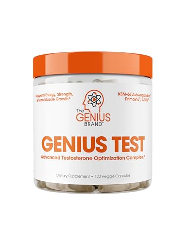 Genius Test, Advanced Testosterone Booster for Men - Natural Stamina, Endurance, Energy & Strength Enhancing Supplement - Lean Muscle Builder, Brain & Libido Support Male Supplements, 120 Veggie Pills