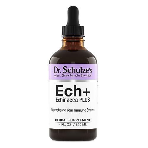 Dr. Schulze's Echinacea Plus | Echinacea Root and Seed | All Organic Extract | Gluten-Free & Non-GMO for Immune System Support | 4 oz