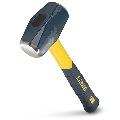 ESTWING Sure Strike Drilling/Crack Hammer - 3-Pound Sledge with Fiberglass Handle & No-Slip Cushion Grip - MRF3LB,Blue/Yellow